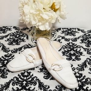Banana Republic White Leather Mules